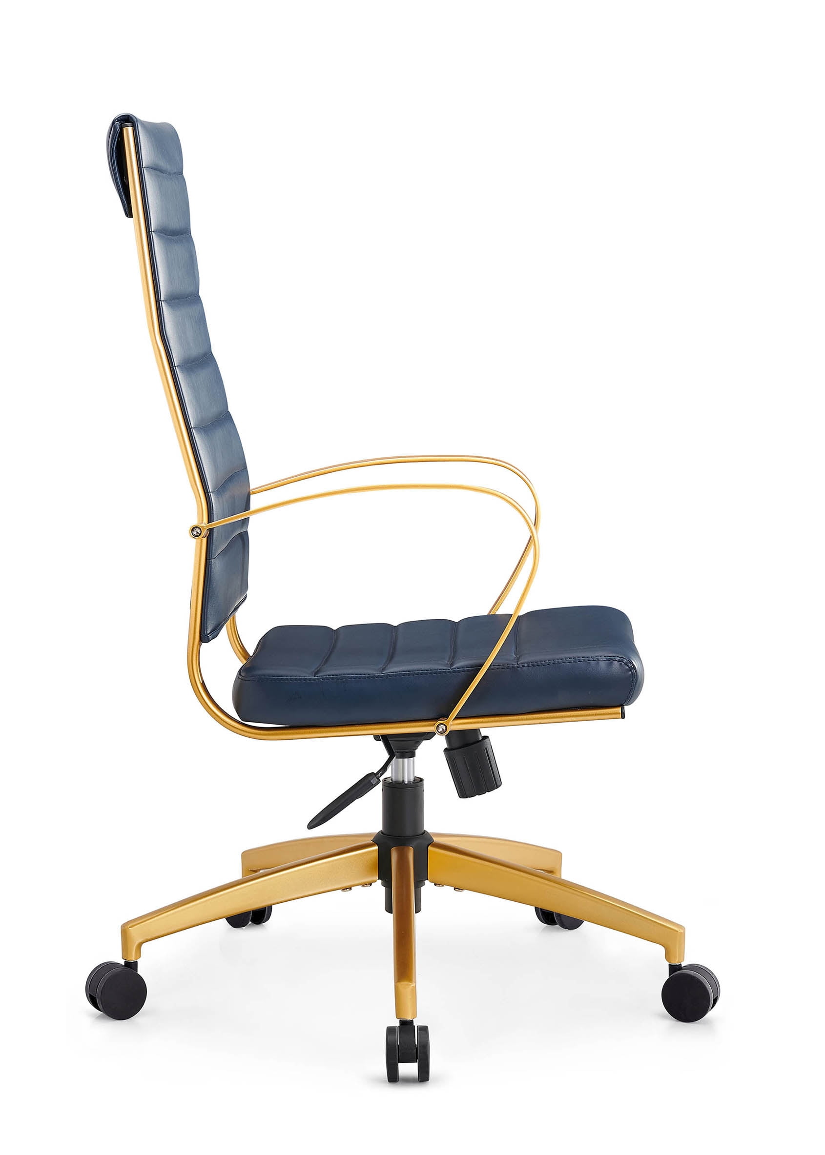 CAROCC High Back Executive Office Chair with Armrest Adjustable Swivel Chair in Durable Vegan Leather Modern Gold Office Chair Ergonomic Desk Chair for Extra Back & Lumbar Support