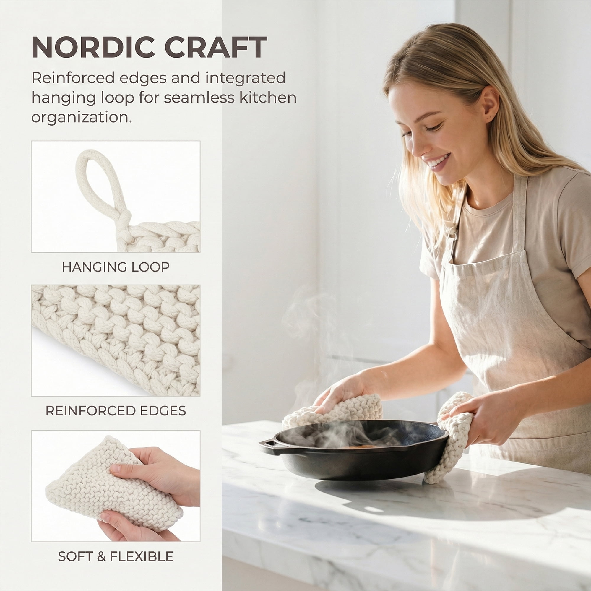 Unique Bargains Heat Resistant Pot Holders and Non-Slip Hot Pads Beige 1Pcs