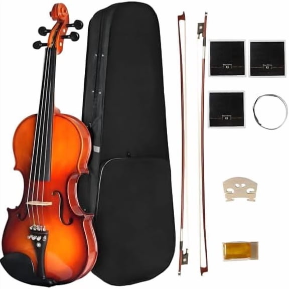 Violin For Beginners, CVN-300 Solidwood Ebony Fitted Violin with Strings, Beginner Starter Violins Kit For enthusiasts w/Hard Case, Bow, Stringed Musical Instruments, Size 4/4 (Full Size) (4/4)