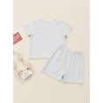 thumbnail image 5 of Musuos Boys Summer Outfit Short Sleeve Round Neck Clothing Tops + Letter Printing Elastic Waist  Shorts, 1-6 Years, 5 of 9