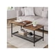 thumbnail image 5 of Rustic 2 niveles coffee mesa con mesh estante - rectangular cocktail mesa para sala de estar, small mesa con metal frame, fácil montaje, 5 of 7
