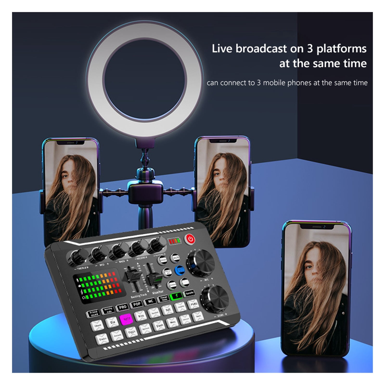 Multifunctional Tuning Sound Card Microphone Mixer Kit Audio Recording Mixer Audio Mixing Console Amplifier for Phone PC ,Easy to Operate