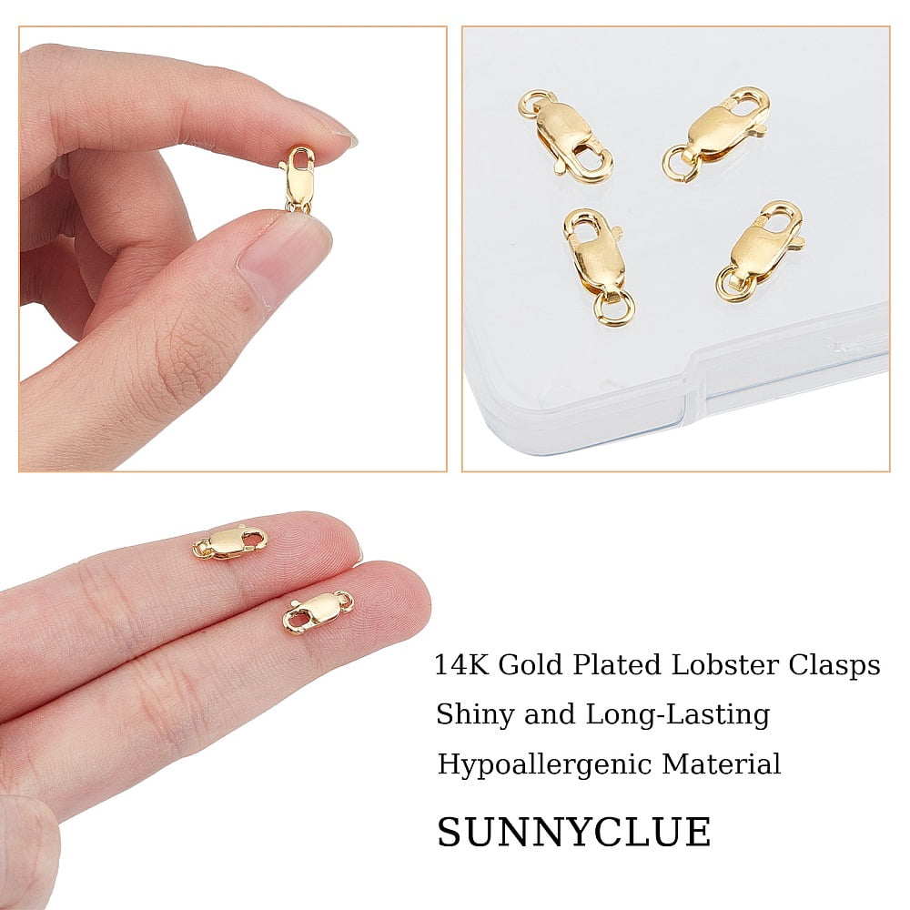 1box 4Pcs Brass Yellow Gold Filled Lobster Claw Clasps 1/20 14K Gold Filled Cadmium Free Nickel Free Lead Free 14K Gold Filled 12x5x2.5mm Hole: 2mm