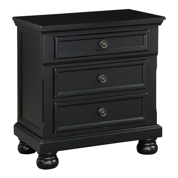 CoSoTower Bedroom Furniture Black Finish Bun Feet Nightstand with Hidden Drawer Casual Transitional Bed Side Table