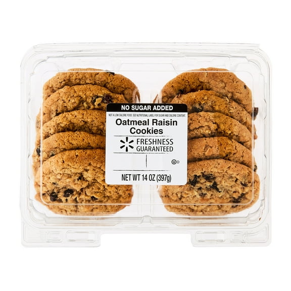 Freshness Guaranteed No Sugar Added Baked Oatmeal Raisin Cookies, 14 oz, 10 Count (Shelf Stable)