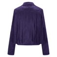 thumbnail image 6 of Women's Fringe Suede Jackets Fall Fashion Long Sleeve Tassel Motorcycle Coats Western Trendy Casual Outdoor Cropped Jackets, 6 of 8