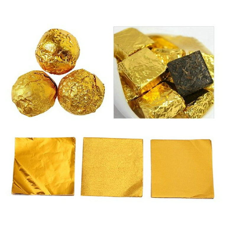 24K Edible Gold Leaf Sheets, 10/50/100 Sheets 3.14 inchby 3.14 inch Food Grade Gold Foil for Cake Baking, Makeup, Cooking, Cakes & Chocolates