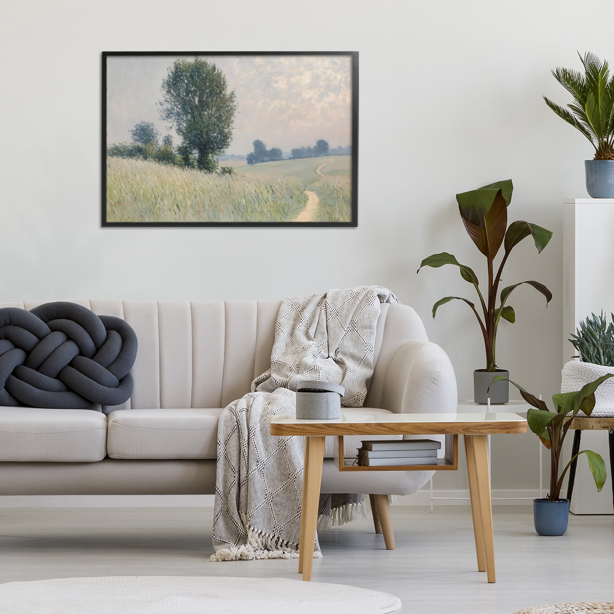 Stupell Industries Tall Grass Path Through Meadow Black Framed Giclee Art, design by Petal Prints Design