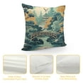 thumbnail image 4 of RUIYC Oriental Ancient Pagoda Farmhouse Sofa Pillow Cover Aqua Teal Blue Asian Scenic Pagoda White Cushion Covers Japanese Asian Style Pillow Sham, 4 of 5