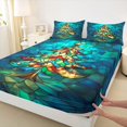 thumbnail image 3 of Homewish Bohemian Xmas Tree Twin Sheet Sets, Vintage Fashion Abstract Twin Fitted Sheet, Teens Kids Boys Girls Flat Sheet, Microfiber Bedroom Decor, 3-Piece, 3 of 7