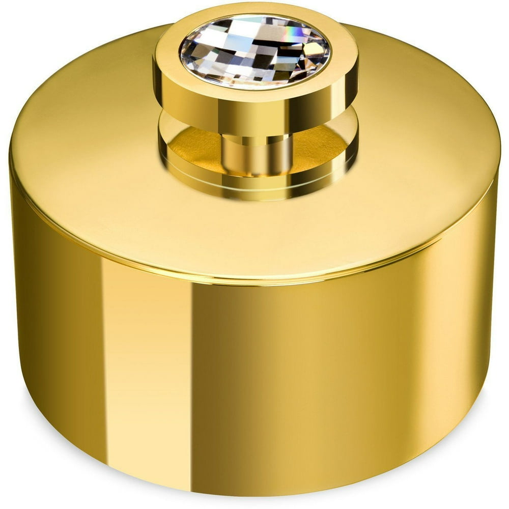 AGM Home Store Moonlight Round Gold Cotton Ball/Q Tip Holder With