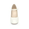 thumbnail image 5 of BLISSFUL STEP Women's Platform Chunky Heel Sandals Pumps White 8.5, 5 of 6
