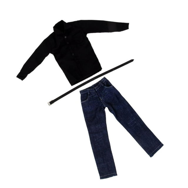 Conjunto de Ropa de Pantalones Y Camisa Negra para s de Juguetes Calientes de Escala 1/6 para Hombre Baoblaze Figura de acción ropa