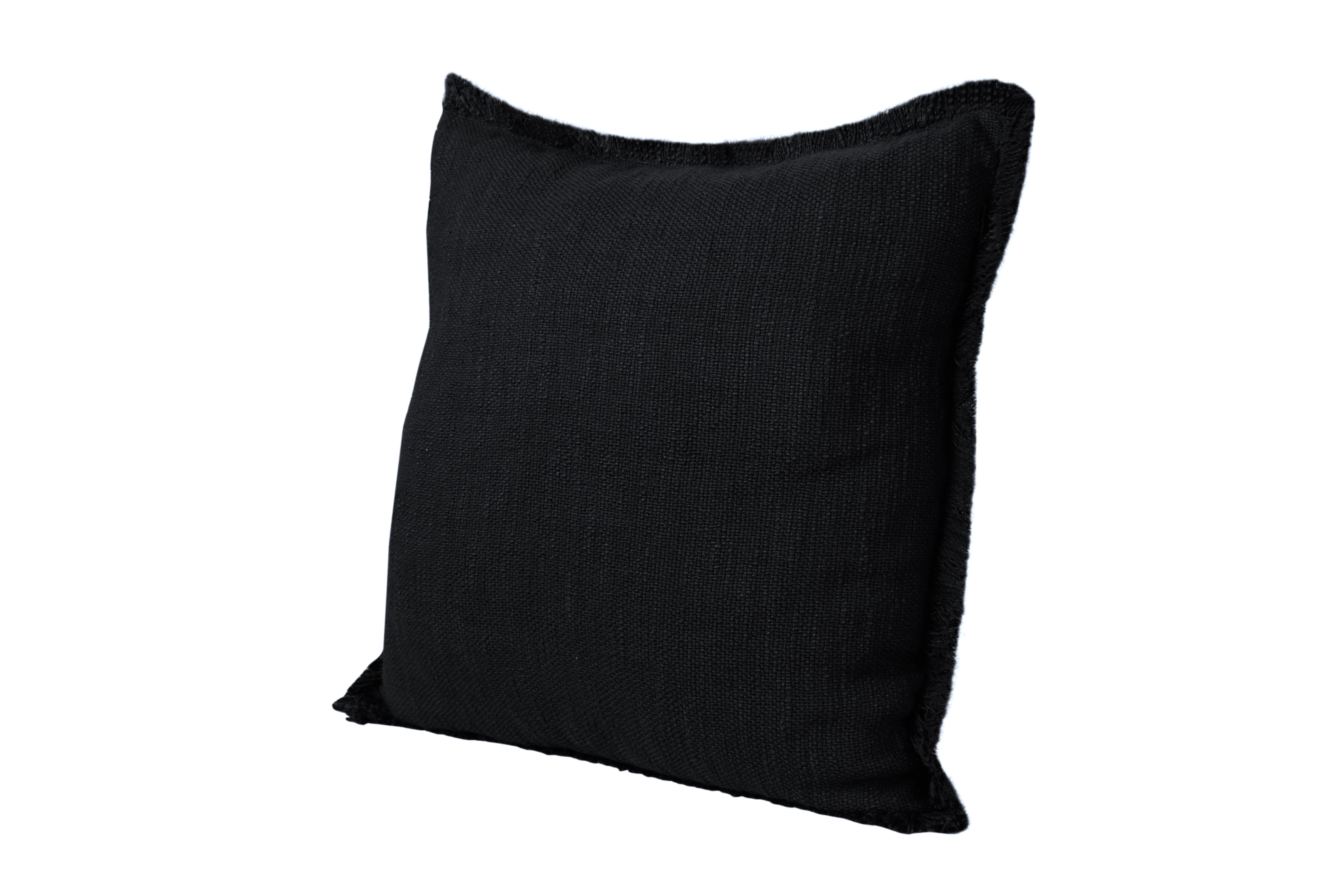 Ox Bay Bennett 20" x 20" Black Solid Fringed Cotton Adult Decorative Throw Pillow Cover