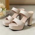 thumbnail image 7 of Women Chunky Platform High Heels Sandals Open Toe Fashion Wedding Party Evening Prom Dance Ankle Strap Dress Pump Sandals Shoes White 5, 7 of 7