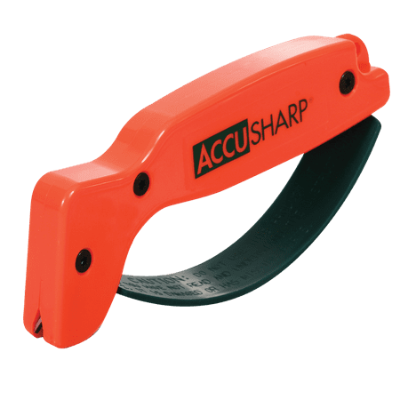 AccuSharp Knife Sharpener - Orange. One stage hand-held sharpener. Diamond-honed tungsten carbide blades. Use on knives cleavers axes machetes.