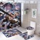 thumbnail image 1 of Juego de 4 cortinas de ducha de trébol negro con alfombrillas antideslizantes, tapa de inodoro y alfombrilla de baño, cortina de ducha impermeable con dibujos animados para niños con 12 ganchos,, 1 of 8
