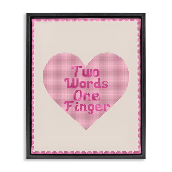 Stupell Industries Eclectic Two Words One Finger Heart Black Floating Frame Canvas Art, 17 x 21, by Lil' Rue