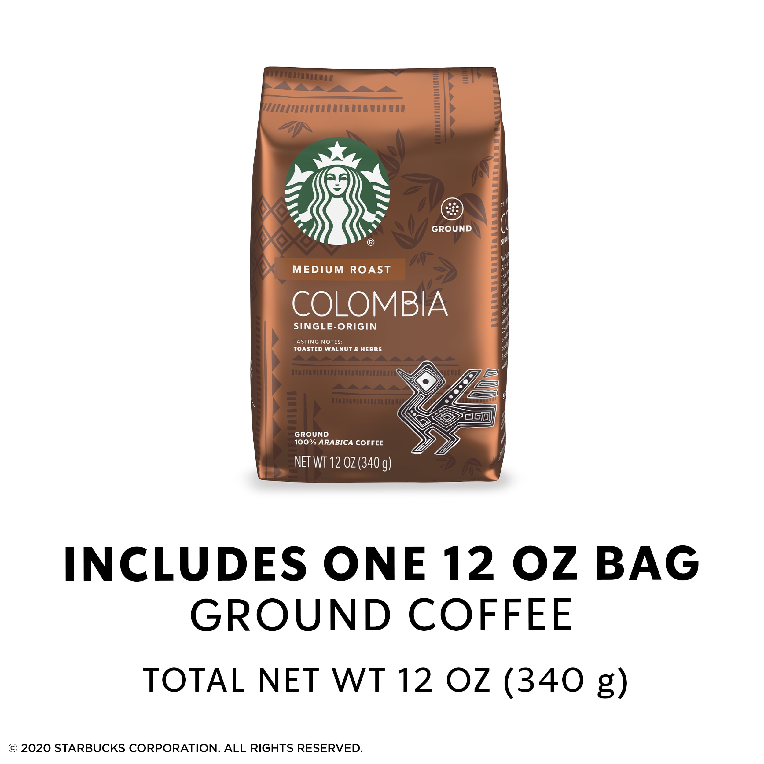 Starbucks Medium Roast Ground Coffee Colombia 100 Arabica 1 Bag 12 Oz Walmart Com Walmart Com