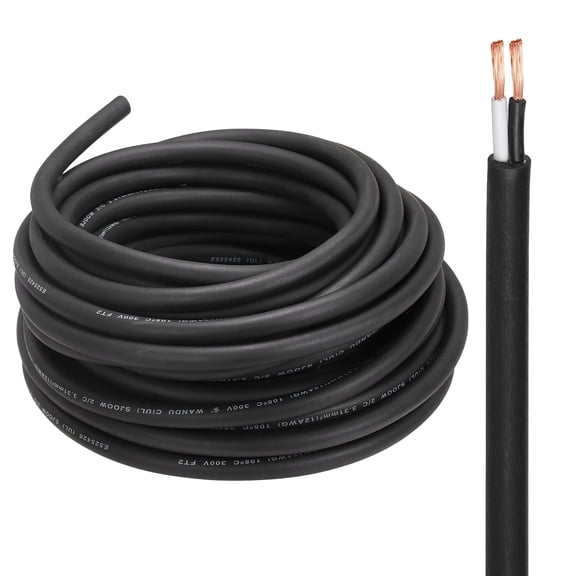 Uxcell SJOOW 12 Gauge 2 Conductor Electrical Wire, 50ft 12 AWG Automotive Wire, Portable Power Cable 300V for Generators, LED Lights, Battery Chargers, Flexible Extension Cord