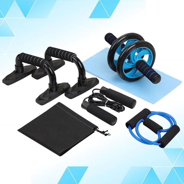 HEANUJJ 1Set Training Fitness Accessories with Double Wheel Roller Jump Rope Push-Ups and Storage Pouch