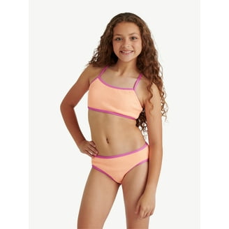 Justice Girls Ribbed Zipper Bikini Swimsuit, 2 Piece, Sizes