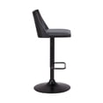 thumbnail image 3 of Armen Living Indoor Milan Adjustable Swivel Black Faux Leather and Black Wood Bar Stool with Black Base, 3 of 10