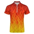 thumbnail image 4 of Red Orange Yellow Burning Flames And Fire Men Zipper T-shirt Summer Casual Short Sleeve T-shirt Top, 4 of 7