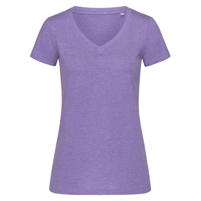 Stedman - Camiseta de cuello en pico color jaspeado modelo Lisa para mujer (Púrpura Jaspeado)