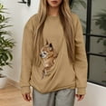 thumbnail image 2 of Telankuip Pet Pouch Hoodies for Women Cat and Dog Pouch Oversized Long Sleeve Sweatshirts Solid Color Loose Fit Puppy Animal Carriers Comfy Crewneck Pullover Tops with Pockets Khaki XL, 2 of 6