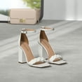 thumbnail image 2 of Sandalias DREAM PAIRS con Tira Trenzada, Punta Abierta y Tacón de 10 cm Blanco, 2 of 6
