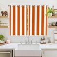 thumbnail image 2 of Burnt Orange Striped Kitchen Curtains 72 Inch Length, Thanksgiving Orange White Stripes Grommet Top Bedroom Living Room Curtains, Light Filtering Cafe Curtain Drapes 2 Panels Set 104''x72'', 2 of 9
