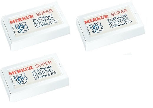 Merkur Double Edge Safety Razor Blades, 10 ct. (Pack of 3) + Facial Hair Remover Spring