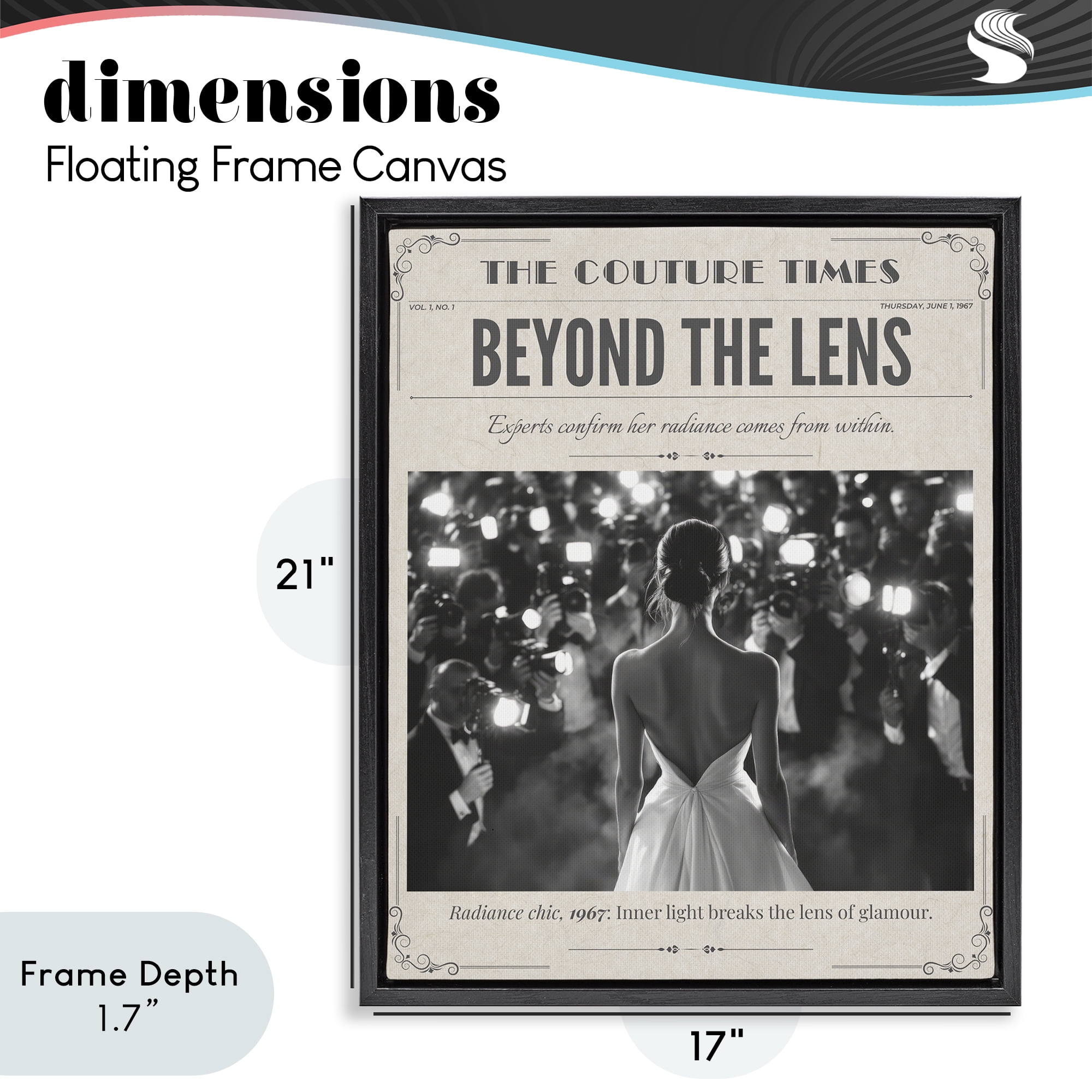 The Couture Times Magazine Black Framed Floater Canvas Wall Art, design by A Barefoot Stylist