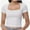 White, variant on Women's Square Neck Tops Short Sleeve Crop Tops Workout Summer Clothes Casual Slim Fit T-Shirts