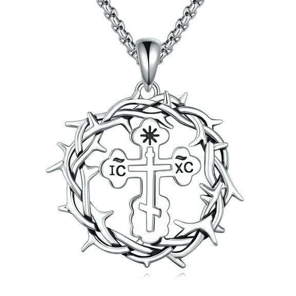 Cross Necklace Sterling Silver Eastern Orthodox Cross Pendant Jewelry Birthday Gift For Women Men