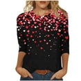 thumbnail image 2 of VKOYWKM Valentine's Day T-Shirt for Women Heart Graphic Tees Holiday Crewneck Tops Casual 3/4 Sleeve T Shirts Valentine Gift Top Spring Fashion, 2 of 5