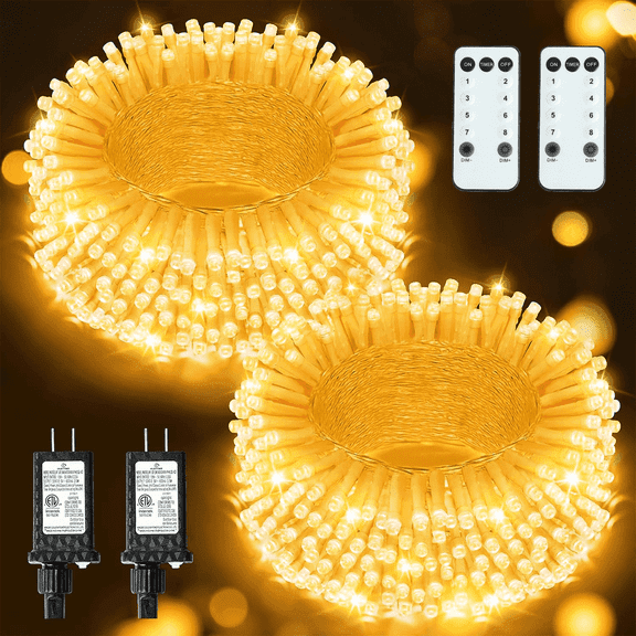 Christmas Lights Outdoor 2Pack, GHODEC Total 400LED 196.8ft Christmas Lights Plug in with Remote Control, 8 Modes Waterproof Fairy Tree String Lights for Wedding Christmas Indoor Outdoor Decor