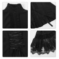 thumbnail image 4 of HLONK Victorian Stand Collar Top with Ruffle Steampunk Flare Sleeve Blouse, 4 of 15