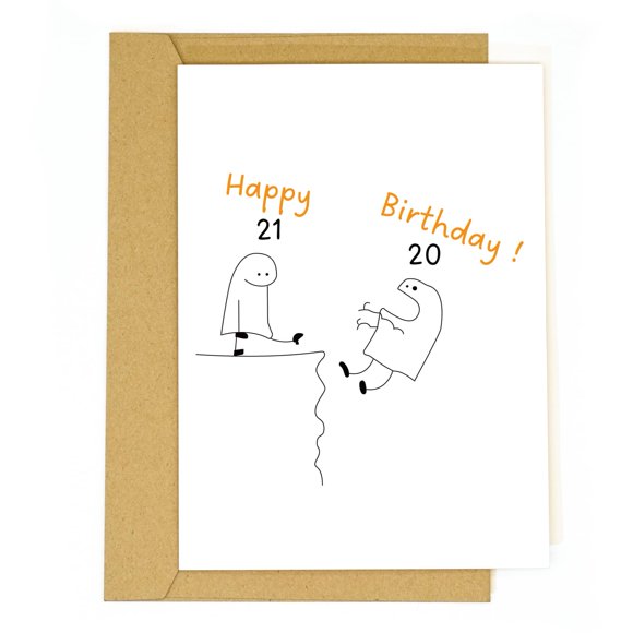 Tarjeta de cumpleaños divertida de 21 años con caricatura tiangqiwoole