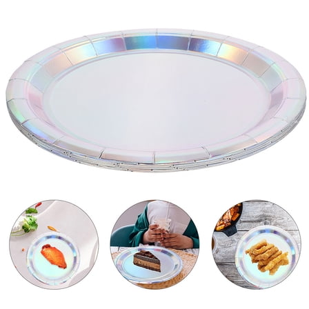 30 Count Iridescent Disposable Paper Plates for Party Use Multi Color Sturdy Cake and Snack Dining Plates