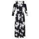 thumbnail image 3 of Vestido largo casual con cuello redondo para mujer Vestido de manga larga sin tirantes con estampado de moda Pompotops hdfakjf96, 3 of 4