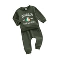 thumbnail image 2 of Elippeo Baby Boy St Patricks Day 2 Piece Outfits 6M 12M 18M 24M 3T Long Sleeve Clover Print Sweatshirt Tops + Elastic Waist Pants Toddler Irish Clothes for Spring, 2 of 10