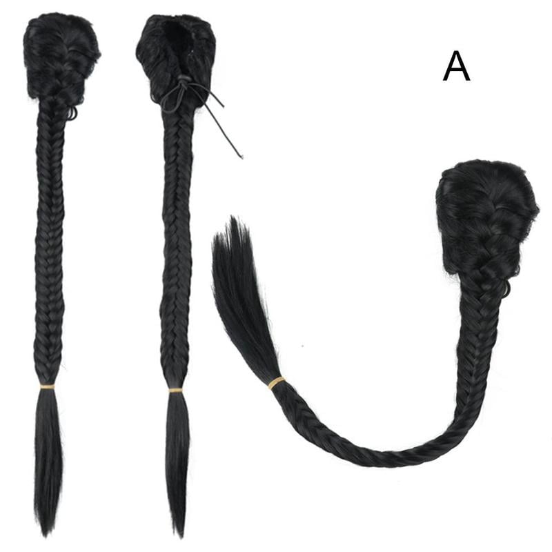 Female Girl Long Ponytail Wig Ponytail French Braid Brown Lot N5E1