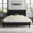 thumbnail image 3 of Yaheetech Upholstered Platform Bed Frame with Channel Tufted Headboard, Queen, Black, 3 of 9