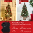 thumbnail image 4 of 3ft Pre-Lit Small Artificial Mini Christmas Tree, Christmas Tree Prelit with Vintage Potted Base, Flocked Snow 78 White Led Lights & Red Berries, Home Decor Indoor for Bedroom, Fireplace, 4 of 9