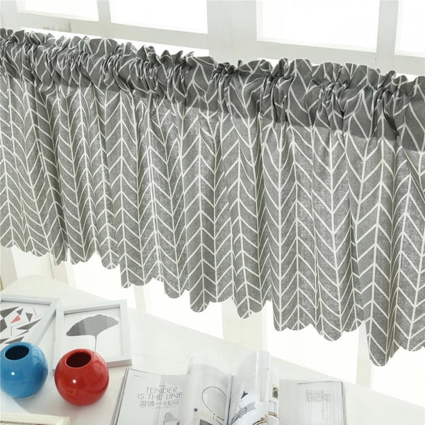 Cenefa corta de cocina con medias cortinas para ventanas opacas romanas (rayas grises) Sywqhk Libre de BPA