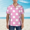 thumbnail image 4 of Daiia Pink And White Polka Dot Hawaiian Shirt for Men Gentle Cotton Regular Short Sleeve Casual-Medium, 4 of 9