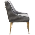 thumbnail image 4 of 24 Inch Pleated Dining Side Chair Set of 2 Smooth Gray Velvet Upholstery, 4 of 6