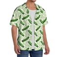 thumbnail image 2 of Gukieu Green Cucumber1 Print Men's Short-sleeved Shirts, Button-down Pocket Shirts, T-shirts, Beach Vacation Travel Summer Clothing-Small, 2 of 5